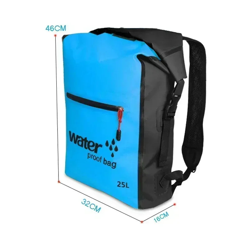 Wasserdichter Rucksack AquaDryX 25L | Schwimmender Packsack | Rolltop & Atmungsaktiv | Ideal für Kajak, Trekking & Outdoor