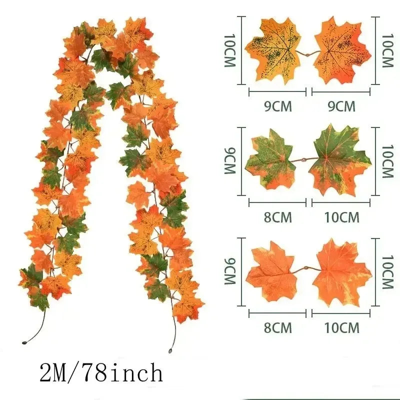 Aurelia Herbstgirlande | Künstlicher Ahornlaub-Kranz | 200 cm | Deko für Haus & Garten