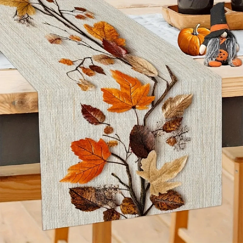 Herbstzauber Tischläufer | Geprägte Blätter & Ranken | Pflegeleicht & Vielseitig | Polyester