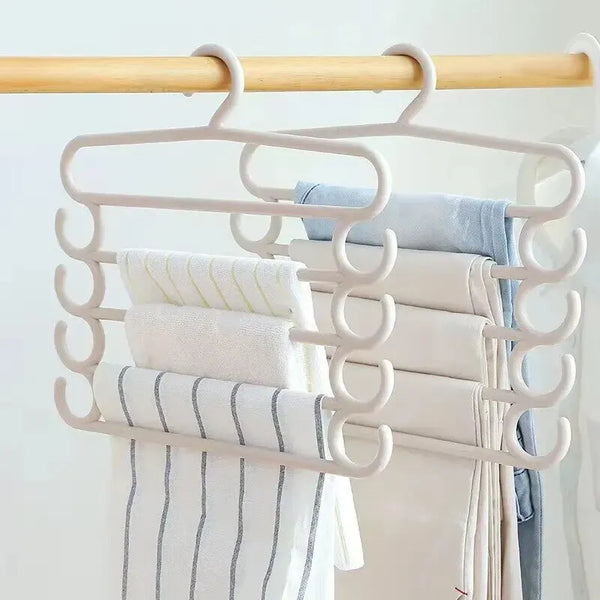 Mehrlagen-Hosenbügel ClosetEase FlexHang | 5-in-1 Hosenorganizer für platzsparende Kleiderschrankaufbewahrung | 37×33,5×1,5 cm
