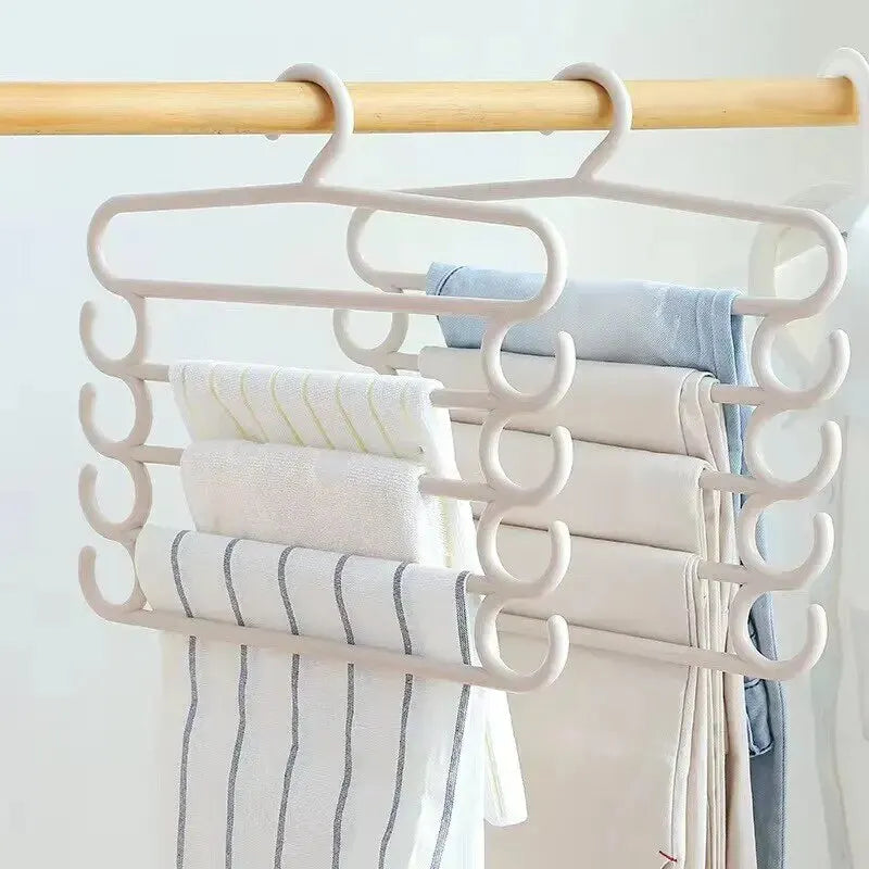 Mehrlagen-Hosenbügel ClosetEase FlexHang | 5-in-1 Hosenorganizer für platzsparende Kleiderschrankaufbewahrung | 37×33,5×1,5 cm