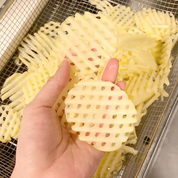 Gridello Kartoffelschneider | Edelstahl Gitter-Schneidegerät | Für Pommes, Chips & Gemüse | 34 cm Länge