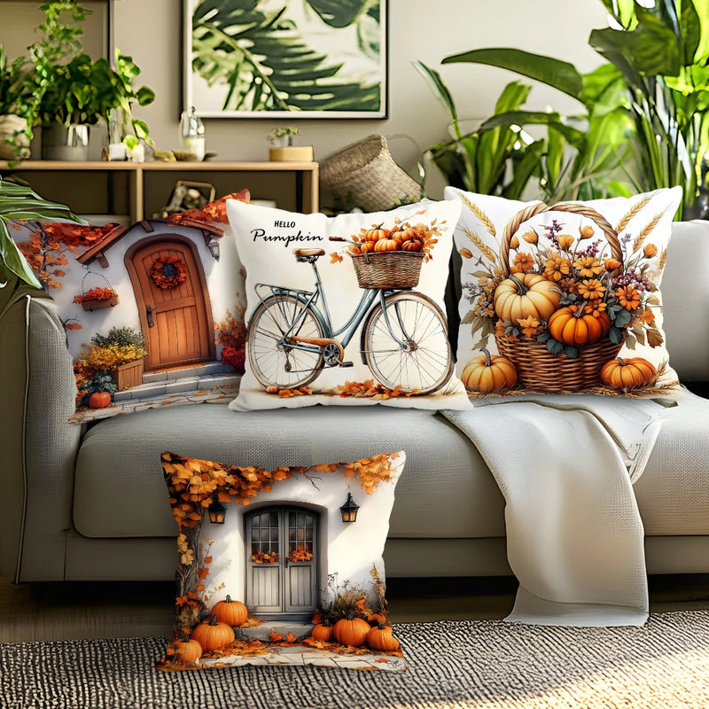 LaubTraum | Zierkissenbezug Retro-Herbst | Dekorativer Akzent fürs Sofa | Polyester 45×45 cm