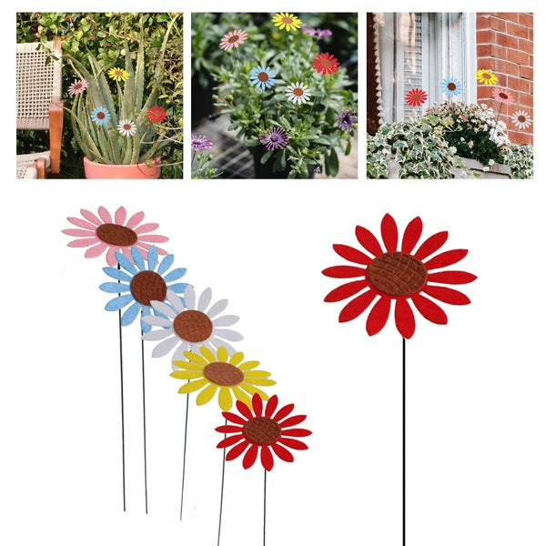 Floravento 5er-Set Sonnenblumen Gartenstecker | Vintage Metall-Deko | Wetterfest & UV-beständig | Für Garten, Balkon & Terrasse