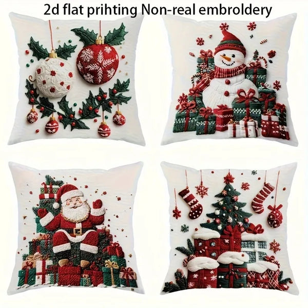 Frohnest | Weihnachts-Kissenbezug | Santa · Schneemann · Tannenbaum · Kugeln | Verschiedene Größen | Festliche Sofadeko