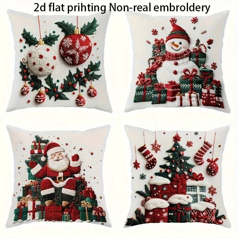 Frohnest | Weihnachts-Kissenbezug | Santa · Schneemann · Tannenbaum · Kugeln | Verschiedene Größen | Festliche Sofadeko