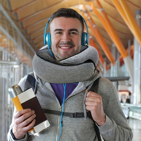 Necklio Reise-Nackenkissen U-Form | Ergonomisch & Stützend | Ultraleicht & Weich | Navyblau oder Grau