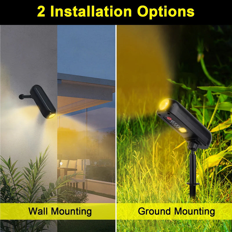 Luminoa SolarGlow Solar Gartenstrahler LED | Farbwechsel & Warmweiß | Wasserdicht | Für Garten, Terrasse & Landschaft | 6–8 Std. Leuchtdauer