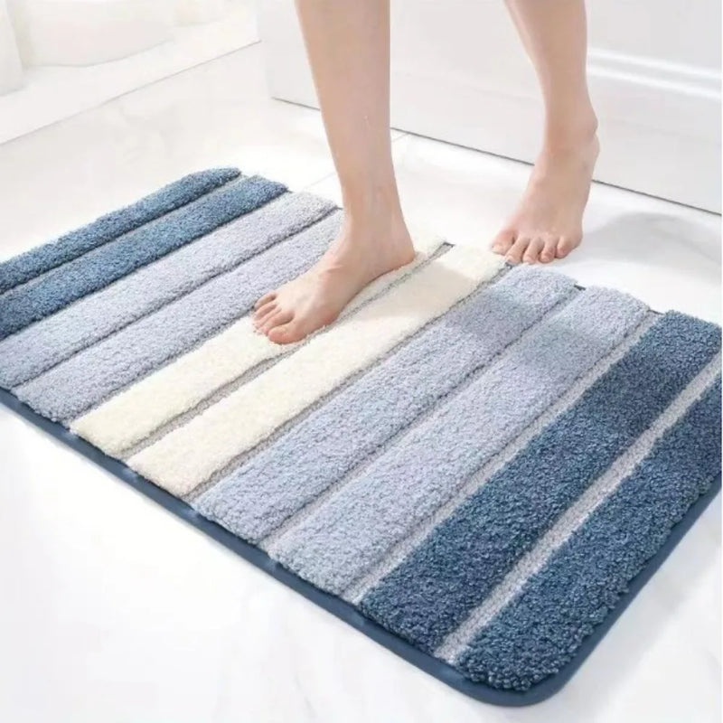 AquaLoom Badematte | Gestreift | Weich & Rutschfest | 40 x 60 cm | Mehrere Farben