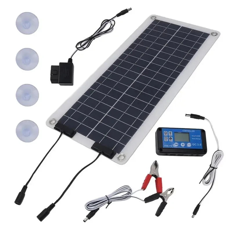 SolarPower Mobilis 100W Solarladegerät | Wasserdicht & Tragbar | Dual-Ausgang 12V–24V | Für Auto, Motorrad, Boot & RV