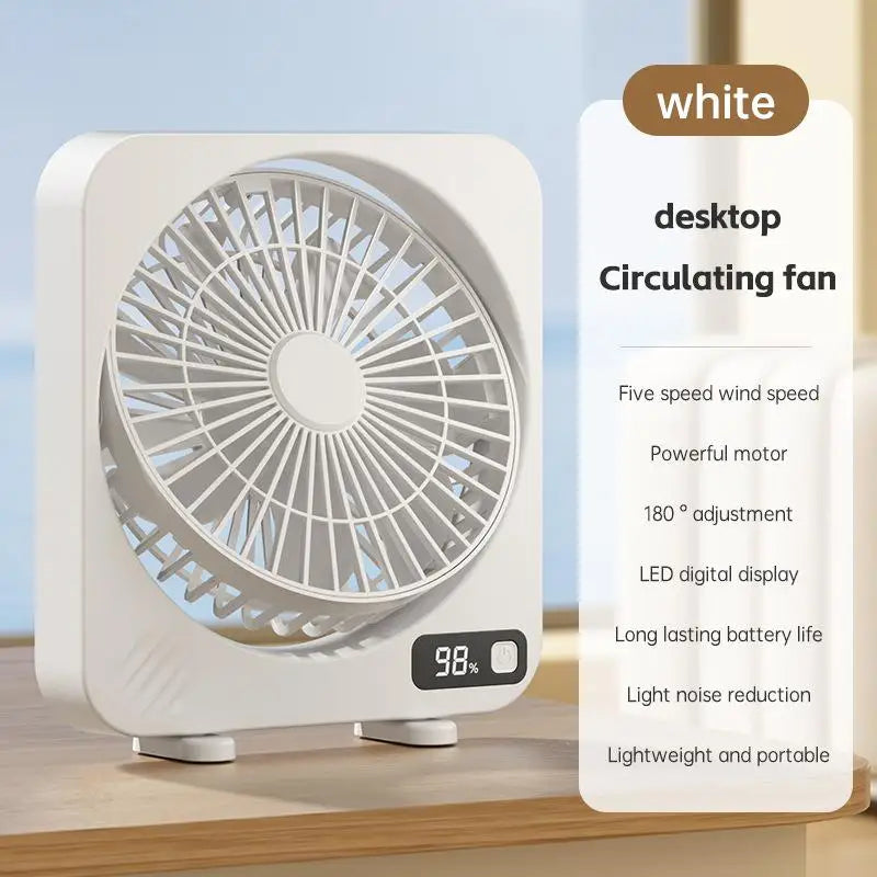 AeroLino USB-Tischventilator | 5-Stufen Digitalanzeige | Tragbar & Leise | Für Büro, Schule & Zuhause