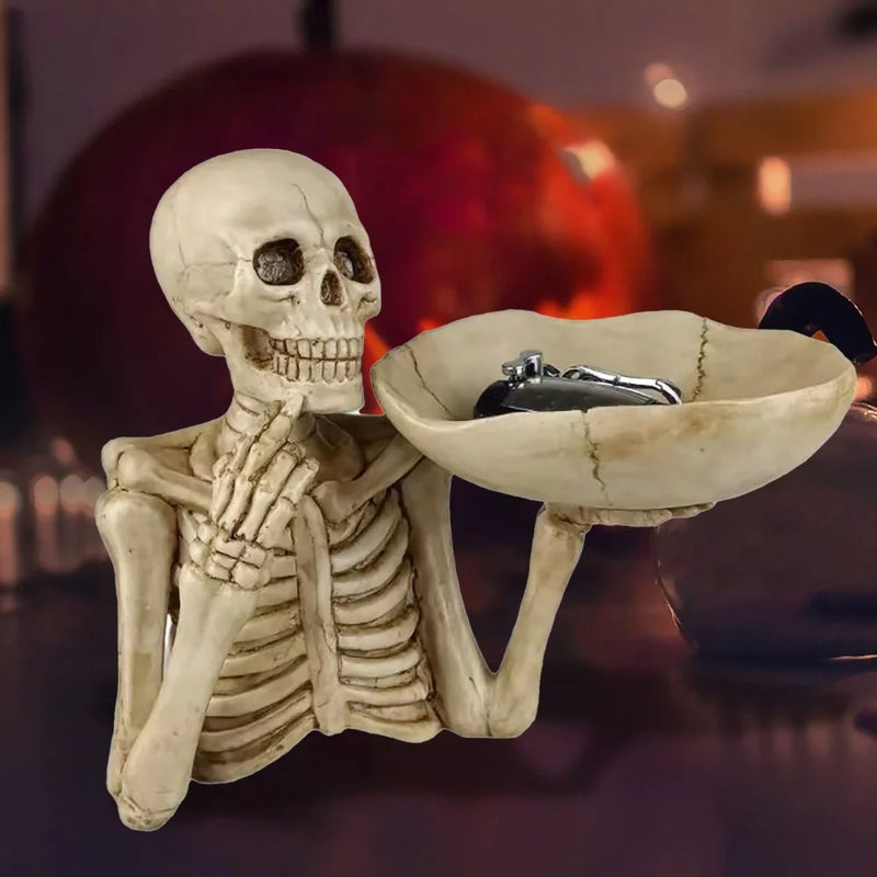 SkullServe | Schädel Deko-Tablett aus Harz | Gothic & Halloween Akzent | Vielseitig nutzbar