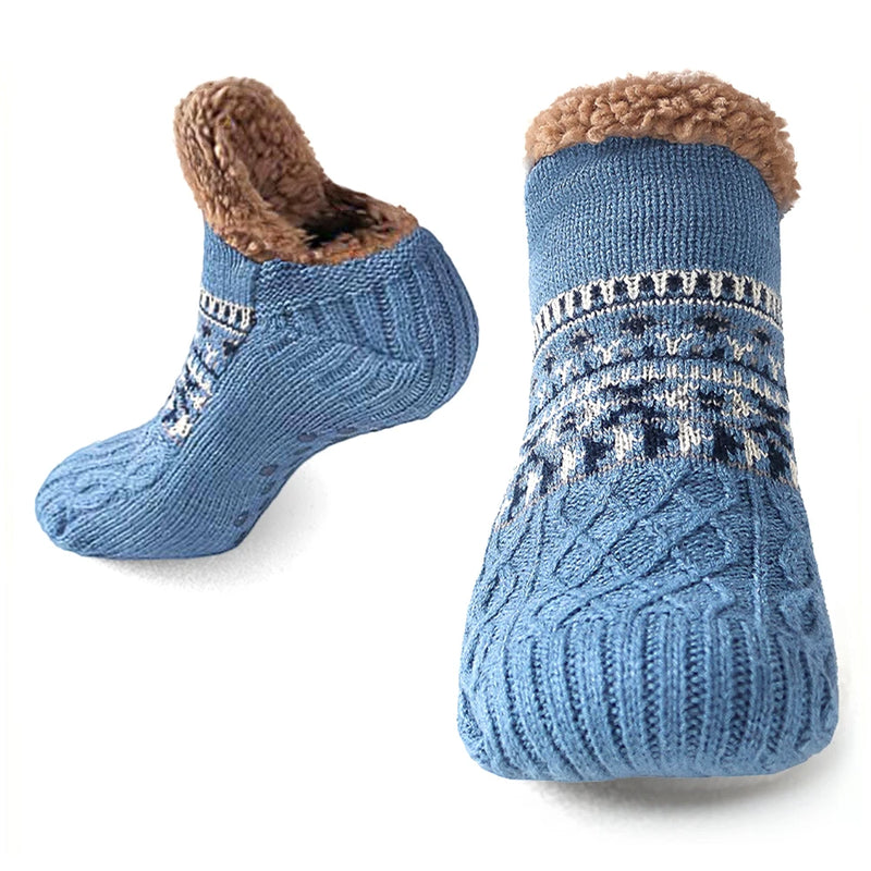 Nordhütte | Thermo-Haussocken Winter | Rutschfeste Kuschelsocken für Damen & Herren | Dick gefüttert & extra warm | Weiche Anti-Rutsch-Bettsocken für Zuhause & Weihnachten