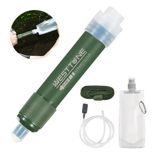 AquaCore Pro Outdoor-Minikohlefilter-Trinkhalm-Set | Carbonfasér Wasserreiniger für Camping & Survival