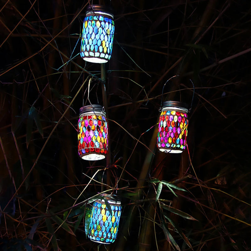 Solaria LumoMosa Solarlaterne Mosaik LED | Hängelampe für Garten & Terrasse | Wasserdicht & Tragbar | 13 cm Hoch