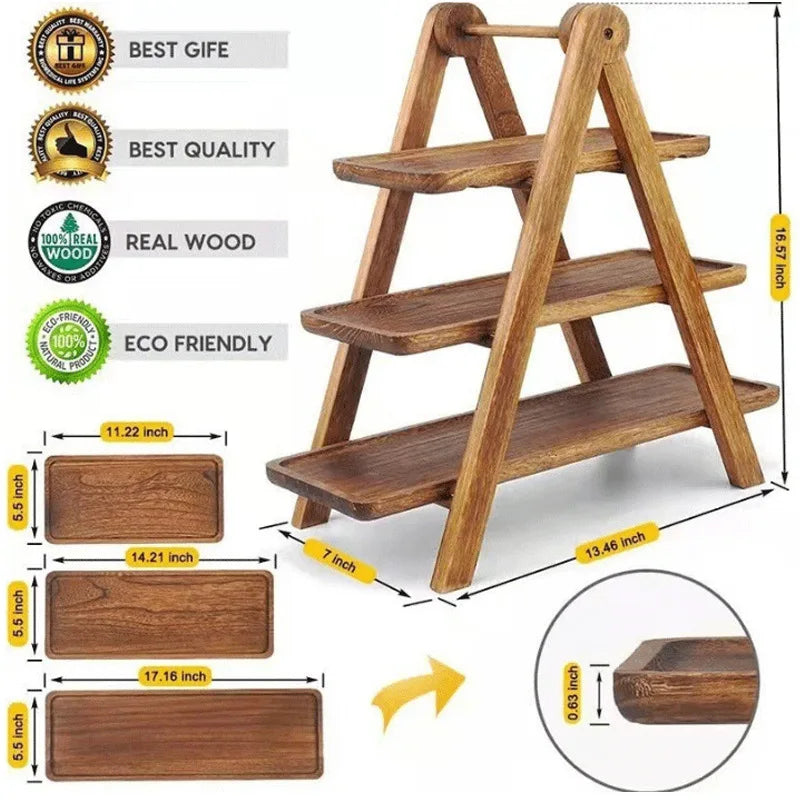 NaturServe Holz-Serviertablett | Dekoratives Obsttablett & Snackschale | Perfekt für Küche & Wohnbereich | 30 × 20 × 3 cm