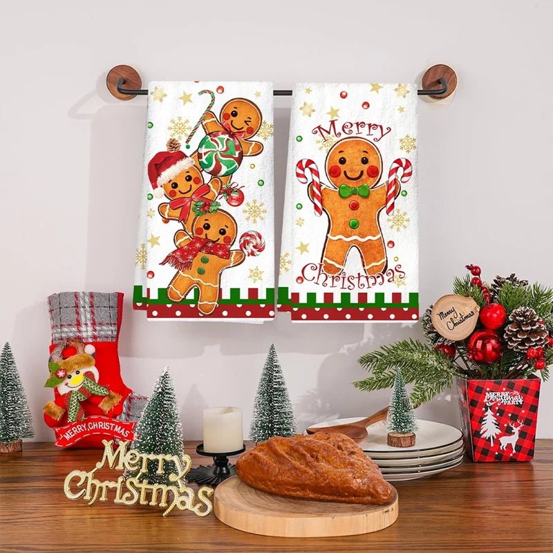 Heimora | Weihnachtshandtücher im Karo-Design | 2er-Set | Baumwollmischung | 40 × 60 cm | Festliche Küchendeko & Geschenkidee