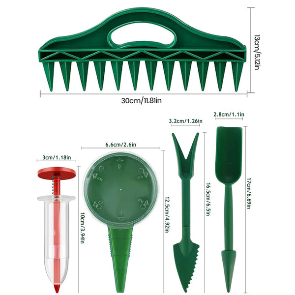 GartenProfiX Saathelfer Set 4/7-teilig | Pflanzhilfe mit 12-Loch Säschablone | Wasserdicht & Stabil | Gartenwerkzeug für präzises Säen