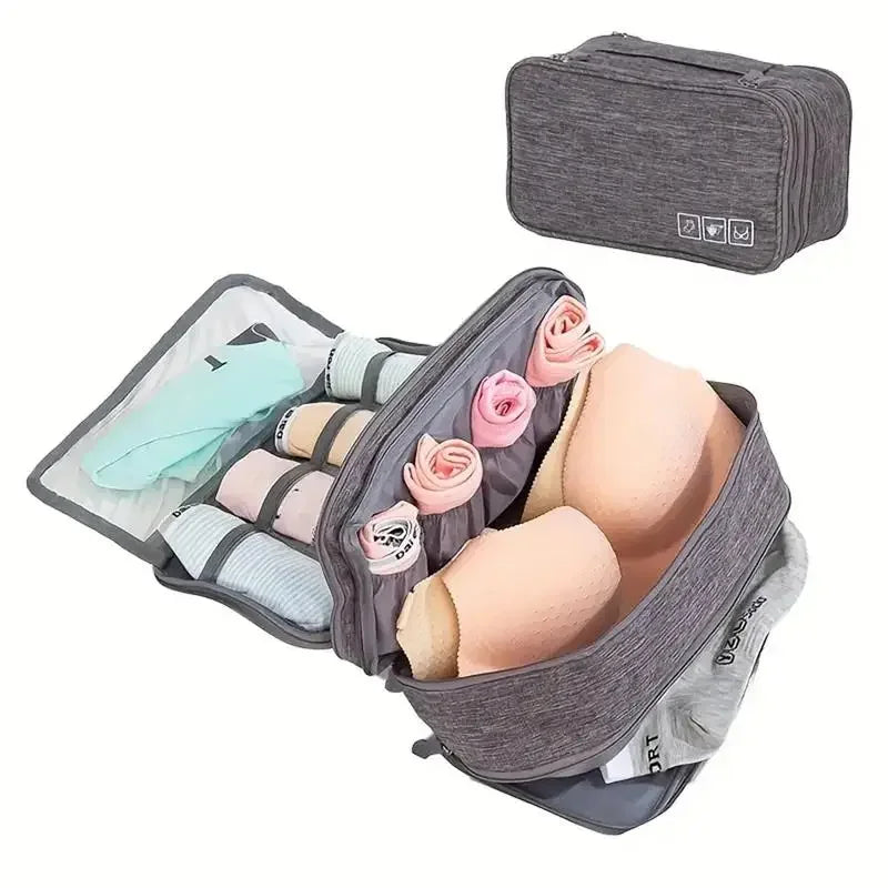 Packinna Faltbare Unterwäsche-Reisetasche aus wasserabweisendem Stoff | BH- & Slip-Organizer für Reisen | Gepäck-Organizer für Damen & Herren | Wäschetasche mit Fächern