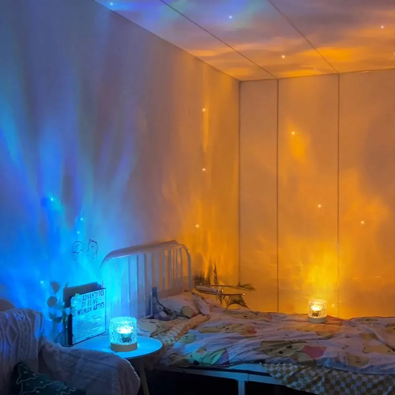 AURORA Wellenlicht Lampe | Dimmbar | RGB & Warmweiß | Kristall-Design