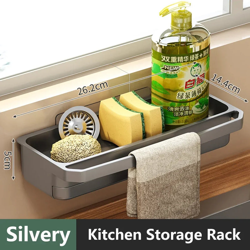 Cleanova Spülbecken Organizer | Abtropf- & Aufbewahrungsregal | Rutschfest & selbstentwässernd | Für Schwämme, Lappen & Seife | 32 × 11 cm