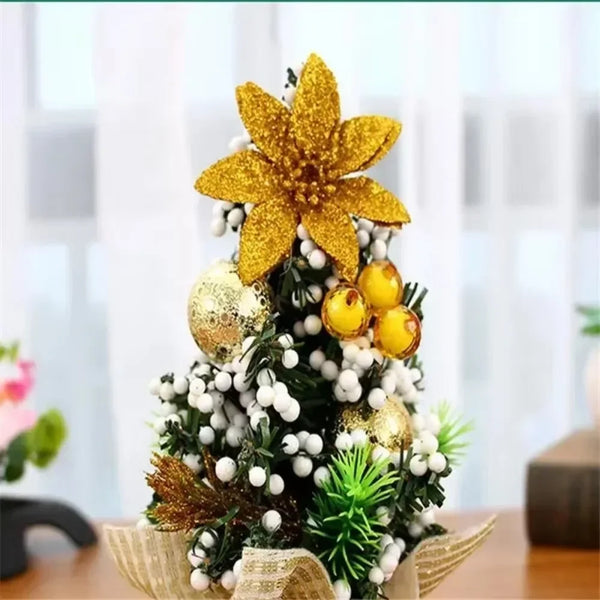 EverJoy | Mini Weihnachtsbaum Tischdekoration | Künstlicher Tannenbaum mit Stofffuß | 20 cm