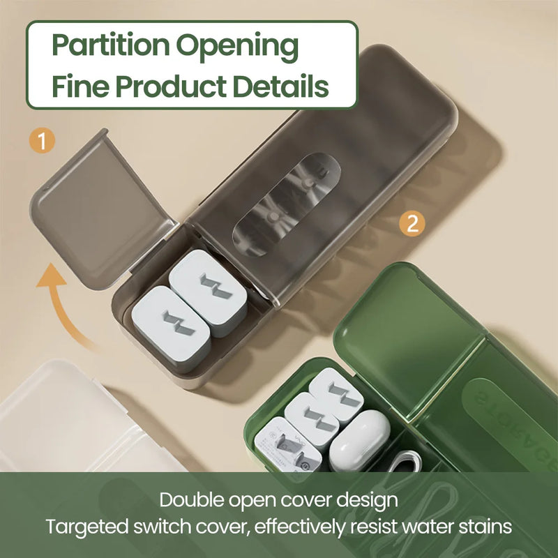 Kabelbox OrdiTidy | 7-Fächer Organizer für Ladekabel & Zubehör | Wiederverwendbar & Kompakt | Für Zuhause & Reisen