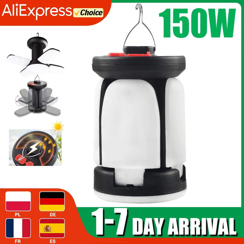 LUMALITE Solar Campinglampe | USB & Solar Aufladung | 6 Lichtmodi | Faltbar & Powerbank – 1000 Lumen