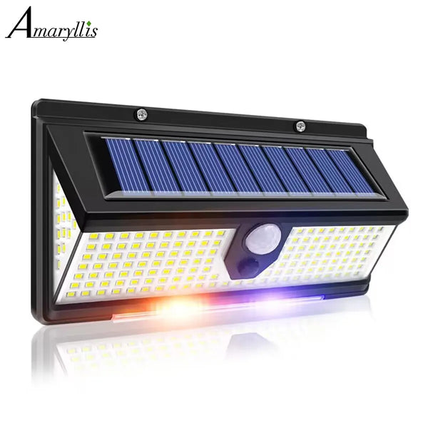 Solvionix Solar Wandleuchte mit Bewegungsmelder | 190 LEDs | 4 Leuchtmodi | IP65 Wasserdicht | Für Garten, Zaun & Eingang