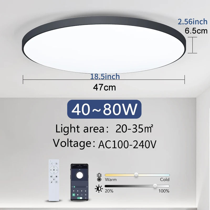 Smart Deckenleuchte LumoSmart | Dimmbar & App-Steuerung | Modernes LED-Design | Schwarz/Weiß