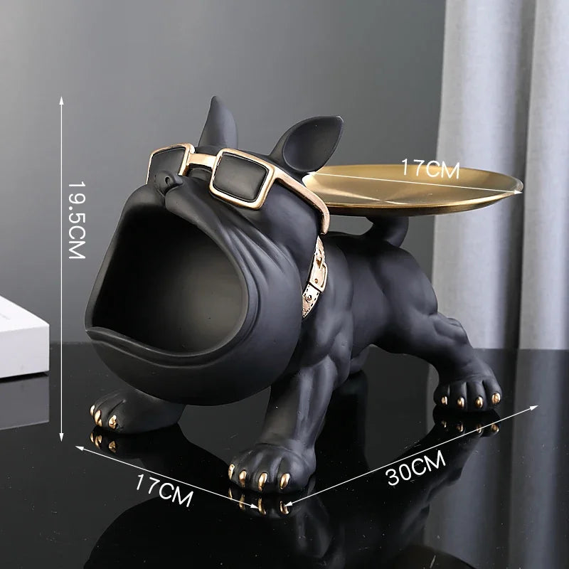 Bulldecor | Bulldog Figur mit Aufbewahrungsfach | 30 cm Deko-Skulptur | Resin Kunstobjekt | Tier-Statue für Wohnzimmer