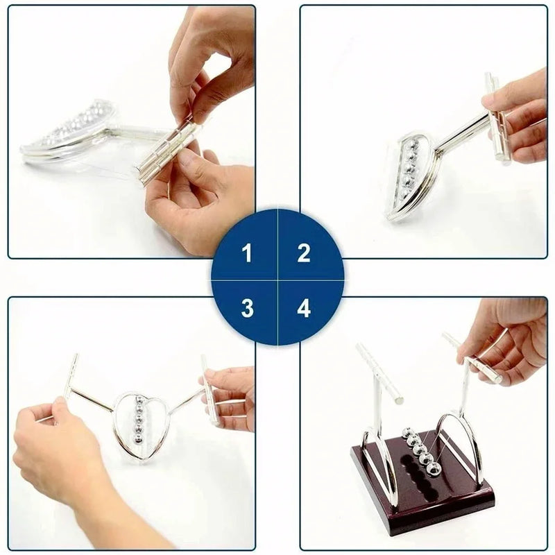 1 PC Newton CraNewton Pendel Kinetico | Balance Kugeln | Endlose Bewegung | Stahl & Holzle Balance Steel Balls Perpetual Motion Collision Ball School Teaching, Physics Science Pendulum Home Decoration