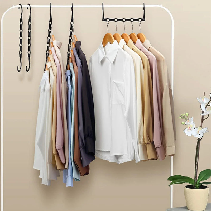 Magische Kleiderbügel ClosetDrop SmartHanger | 10er-Set Platzsparende Kleiderhalter mit 5 Hängepunkten | Schwarz | 23,8 × 10 cm
