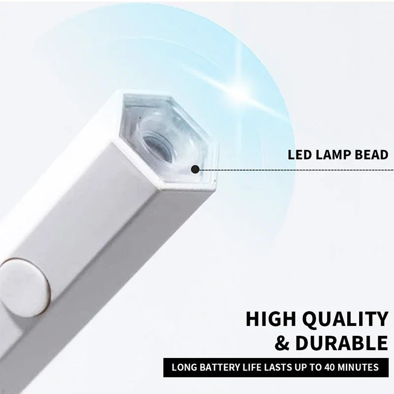 Nailuxe Tragbare LED UV Nagellampe | Schnelltrocknend & Wiederaufladbar | Mini Handgerät mit USB-Anschluss | Rosa / Weiß