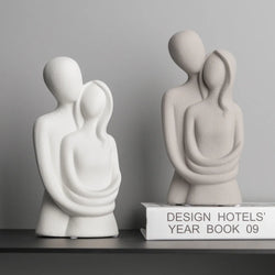 AMORIA Skulptur Paar | Nordisch Abstrakt | Keramik Matt | Weiß & Grau