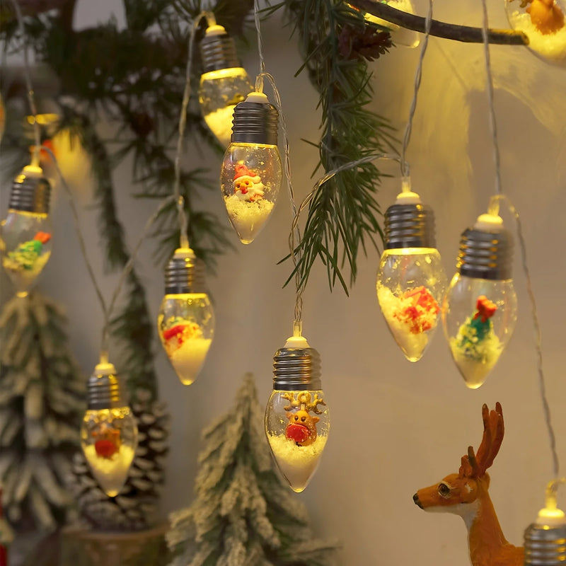 LED Schneeball Lichterkette „FrostyGlow“ | 2 m | 10 LEDs | Batteriebetrieben | Weihnachts- & Neujahrsdeko