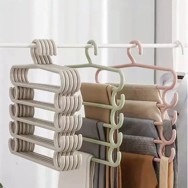 Mehrlagen-Hosenbügel ClosetEase FlexHang | 5-in-1 Hosenorganizer für platzsparende Kleiderschrankaufbewahrung | 37×33,5×1,5 cm