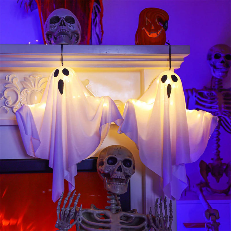 GhostlyGlow | Hängende LED Geisterlampe | Halloween Deko für Innen & Außen | CE-zertifiziert