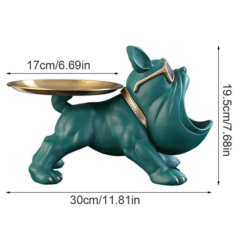 Bulldecor | Bulldog Figur mit Aufbewahrungsfach | 30 cm Deko-Skulptur | Resin Kunstobjekt | Tier-Statue für Wohnzimmer