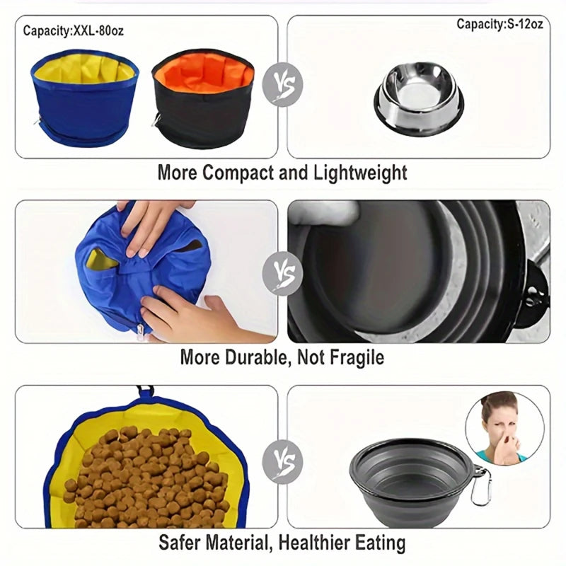 Faltbarer Napf Nomadoo FoldBowl | Tragbare Futter- & Wasserschale für Hunde & Katzen | Outdoor-Reisenapf aus Oxford-Gewebe | Ø 19 cm