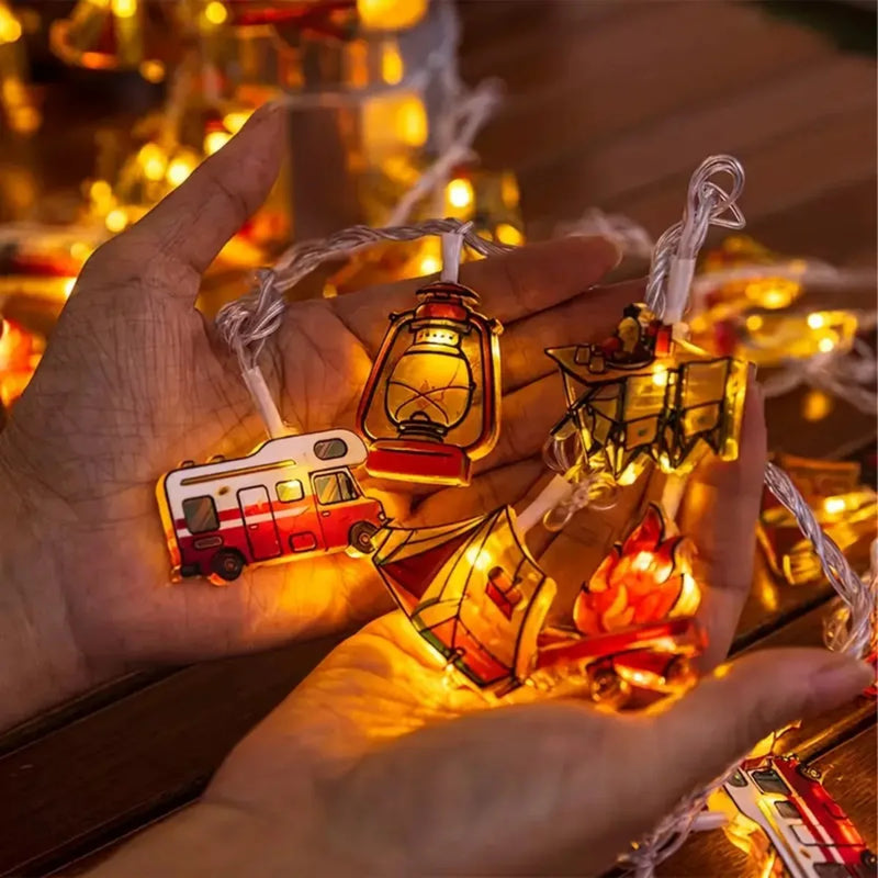 CampiGlow LED Lichterkette | Camping-Design | Dekorative Lichter für Garten, Zelt & Zuhause | Warmweiß | Outdoor & Indoor