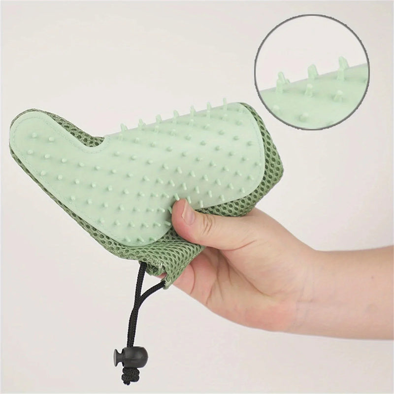 Pawrella 2-in-1 Haustier-Handschuh | Fellpflege & Haarentfernung in einem | Für Katzen & Hunde | Silikon-Noppen | Waschbar