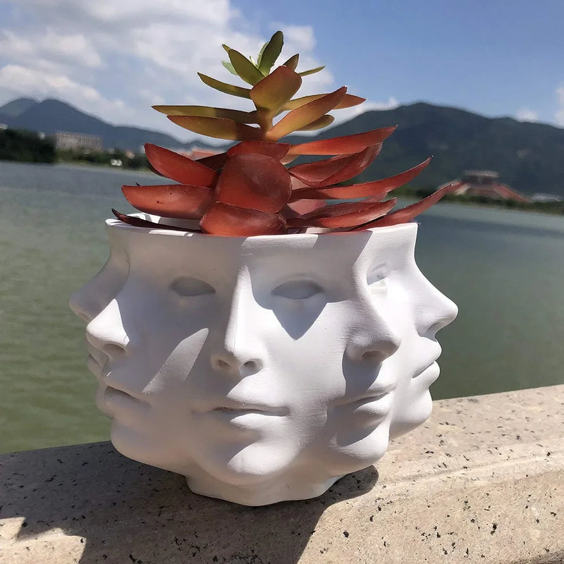 Blumentopf VISAGIO | 3D Gesichtsdesign | Künstlerisches Wohnaccessoire | 12,5 x 10,5 cm | Für Zimmerpflanzen & Deko