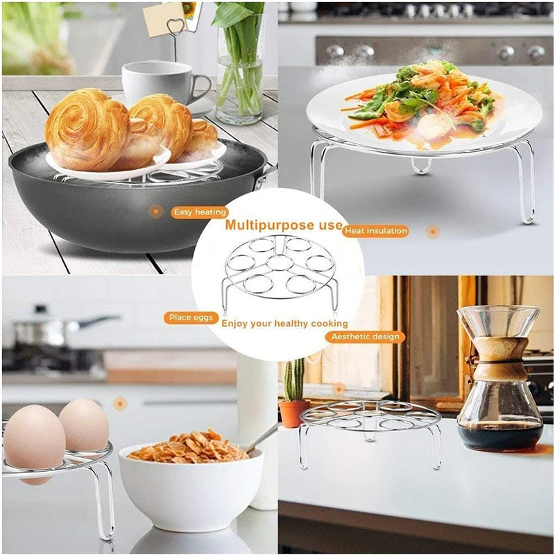Steamello Eier-Dampfgar-Rack aus Edelstahl | Rostfrei & Hitzebeständig | Für 7 Eier | Ø ca. 17 cm | Ideal für Dampfgarer & Töpfe