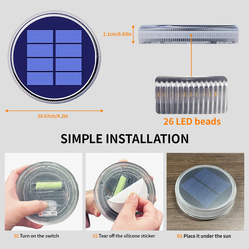 Solvix StepLights | 4er-Set Solar-Bodenleuchten | IP68 Wasserdicht | Klebemontage ohne Bohren | Für Garten, Terrasse & Wege