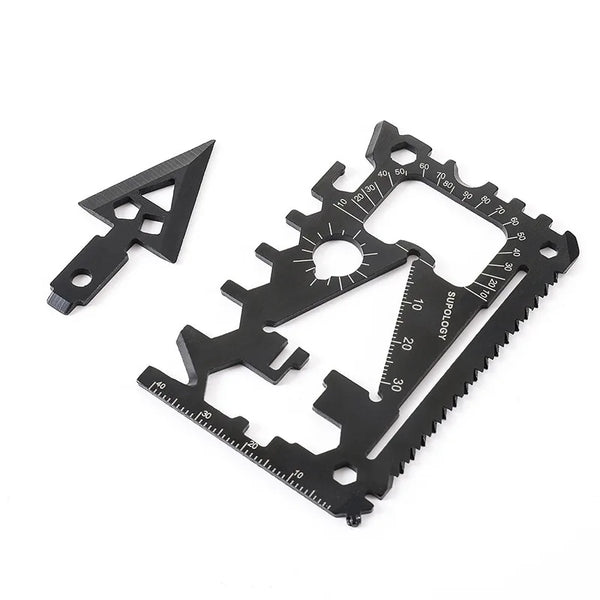 SurviCard Pro 18-in-1 Multifunktions Survival-Tool | Kompakte Outdoor-Karte mit Messer | 8,5 × 5,2 cm | Edelstahl