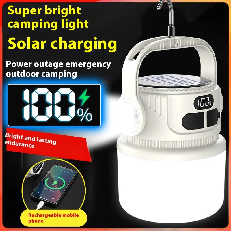 Luminatra Solar LED Campinglampe | Wiederaufladbar & Wasserdicht | 6 Lichtmodi | Für Outdoor, Notfälle & Reisen