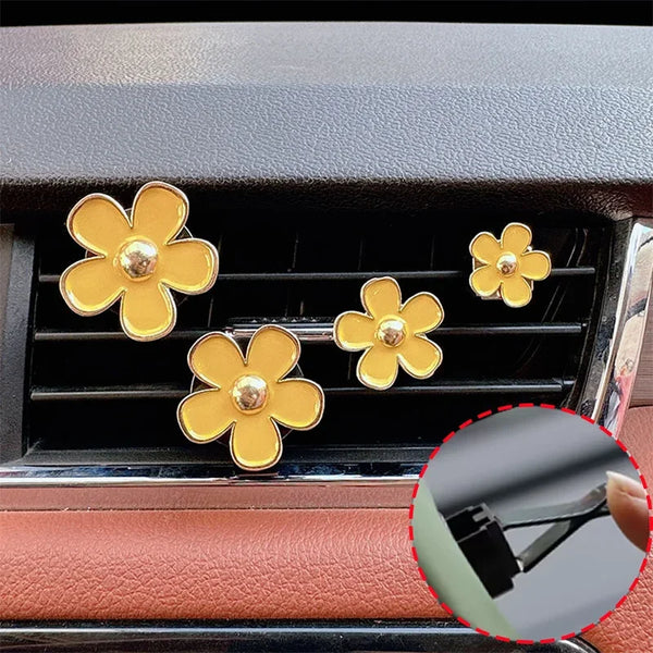 FloraDrive Duftclips | Blumen-Lufterfrischer fürs Auto | 4er-Set | Dekorative Aromatherapie für Lüftungsschlitze