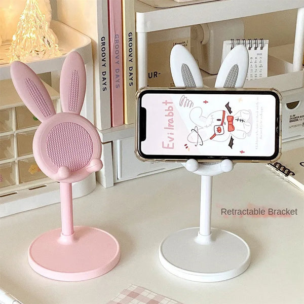 HoppelStand Handyhalterung | Höhenverstellbar & Neigbar | Niedliches Hasen-Design | Für Handy & Tablet