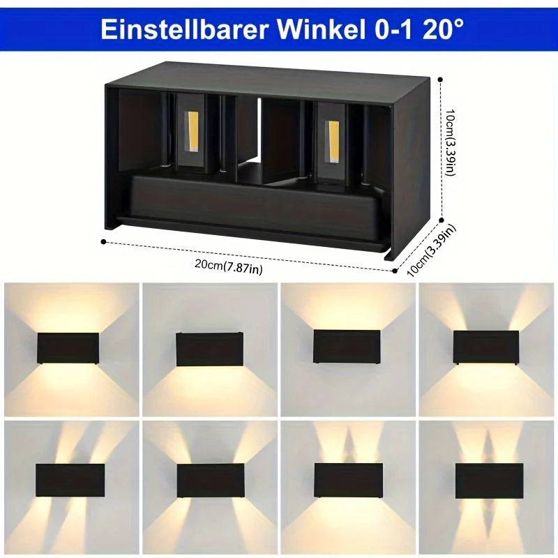 AuroBeam LED Wandleuchte 24W | Innen & Außen | IP65 Wasserdicht | Up & Down Strahler | Modernes Design